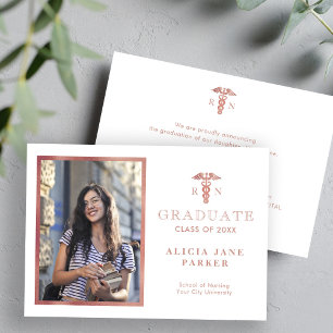 2024 Verpleegschool afstuderen roos gouden foto Aankondiging