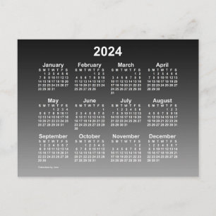 2024 Vervaaagde Zwarte Mini Kalender van Janz Post Briefkaart