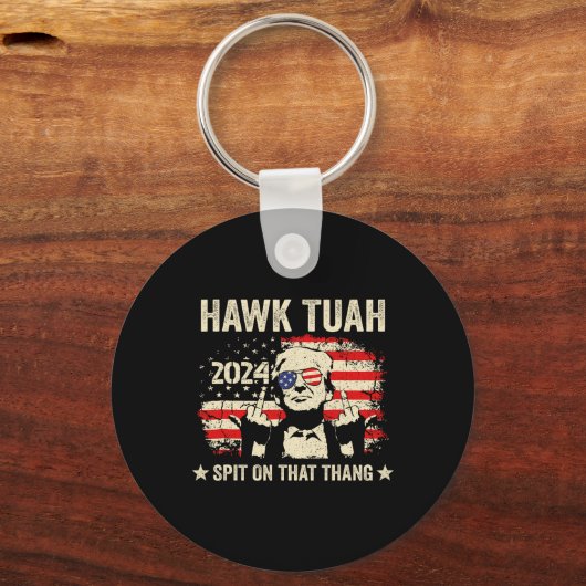 2024 Vlag Grappig Hawk Tush Middelvinger 24 Stemme Sleutelhanger (Voorkant)