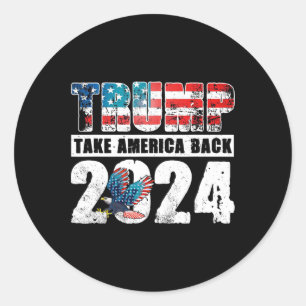 2024 vlag Neem Amerika terug 4th van juli Trump 20 Ronde Sticker