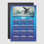 2024 - Voeg uw foto toe - Blauwe fotomagneetkalend (Voorkant / Achterkant)