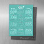 2024 Voljaar Uitzicht Kalender - Basic Aqua Minima Magnetisch Uitwisbaar Vel<br><div class="desc">Een minimale,  basiskalender van 12 maanden met een stevige kleurenachtergrond. Een standaard zoek je kantoor of schoolkluisje.</div>