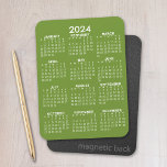 2024 Voljaar Uitzicht Kalender - Basic Green Minim Magneet<br><div class="desc">Een minimale,  basiskalender van 12 maanden met een stevige kleurenachtergrond. Een standaard zoek je kantoor of schoolkluisje.</div>