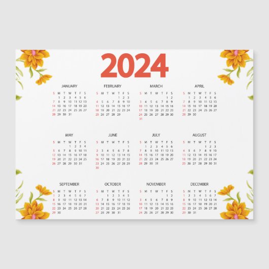 2024 Voljaar Uitzicht Kalender - Basisminimum Magnetische Uitnodiging (Voorkant)