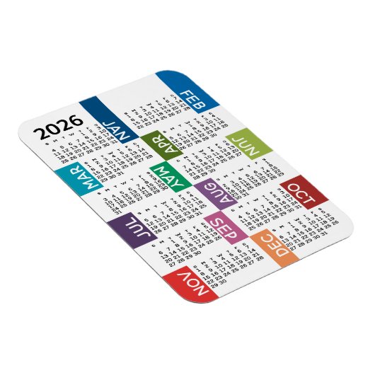 2024 Voljaar Uitzicht Kalender - leuk en kleurrijk Magneet (Rechterzijde)