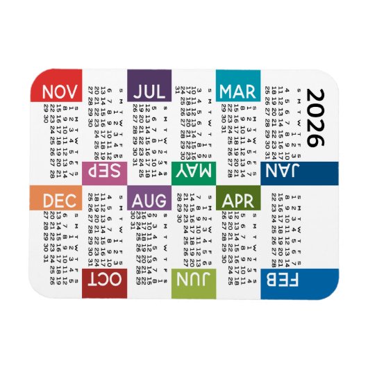 2024 Voljaar Uitzicht Kalender - leuk en kleurrijk Magneet (Horizontaal)