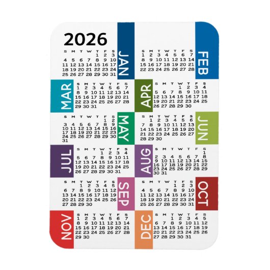 2024 Voljaar Uitzicht Kalender - leuk en kleurrijk Magneet (Verticaal)