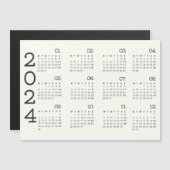 2024 volledige jaarkalender zwart en wit elegant magnetische uitnodiging (Voorkant / Achterkant)