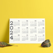 2024 volledige jaarkalender zwart en wit elegant magnetische uitnodiging