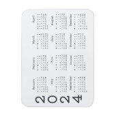 2024 volledige jaarkalender zwart-wit minimalistis magneet (Verticaal)