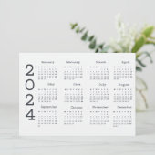 2024 volledige jaarkalender zwart-wit minimalistis programmakaart (Staand voorkant)