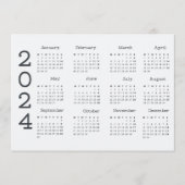 2024 volledige jaarkalender zwart-wit minimalistis programmakaart (Voorkant)