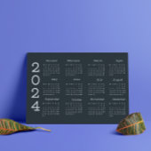 2024 volledige jaarkalender zwart-wit minimalistis programmakaart