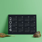 2024 volledige jaarkalender zwart-wit minimalistis programmakaart