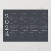 2024 volledige jaarkalender zwart-wit minimalistis programmakaart (Voorkant)