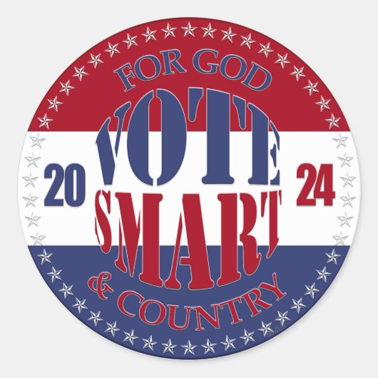 2024 Voor God en Land Stem Smart Ronde Sticker (Voorkant)
