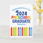 2024 Voorschoolse Afstuderen Aangepaste Schattigee Kaart (Gele Bloem)