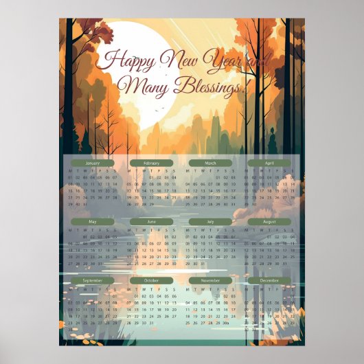 2024 Vreedige meer Poster (Voorkant)