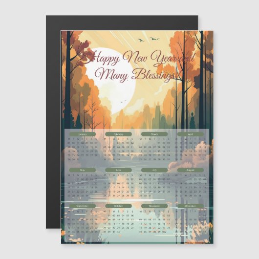 2024 Vreedzame Lak Kalender Magnetische Kaart (Voorkant / Achterkant)