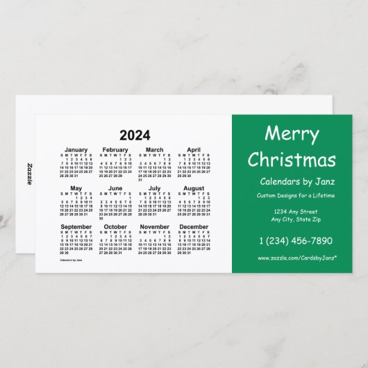 2024 Vrolijk kerstkalender van Janz Green Feestdagenkaart (Voorkant / Achterkant)