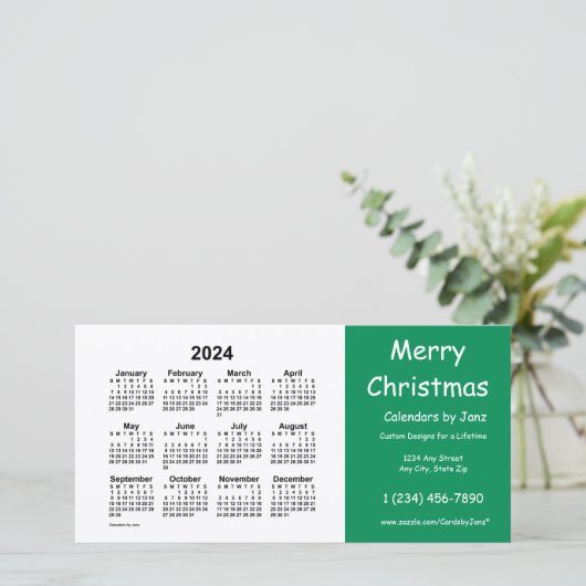 2024 Vrolijk kerstkalender van Janz Green Feestdagenkaart (Staand voorkant)