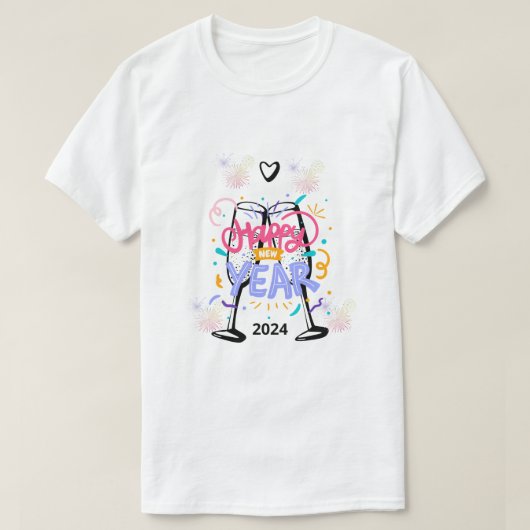 2024 Vuurwerk: een schitterende start. T-shirt (Design voorkant)