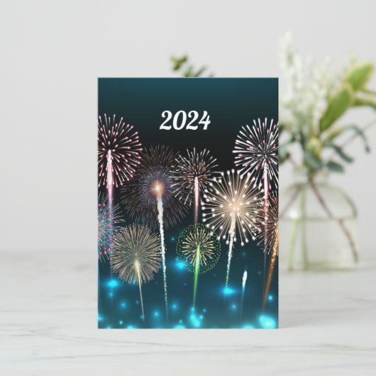 2024 Vuurwerk Gelukkig Nieuwjaar Menu (Staand voorkant)