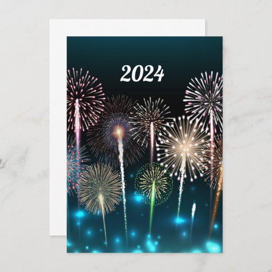 2024 Vuurwerk Gelukkig Nieuwjaar Menu (Voorkant / Achterkant)