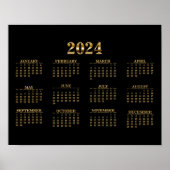 2024 Wandkalender Zwart/Goud Poster (Voorkant)
