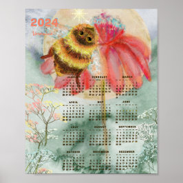 2024 Waterverf Bumblebee Kalender Poster