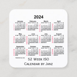 2024 White 52 Week ISO Calendar door Janz Vierkante Visitekaartje