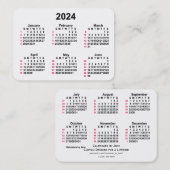2024 White 52 Week ISO Calendar door Janz Visitekaartje (Voorkant / Achterkant)