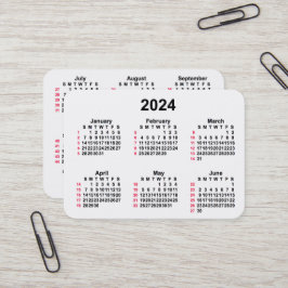 2024 White 52 Week ISO Calendar door Janz Visitekaartje