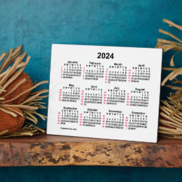 2024 White 52 Week ISO Desk Calendar, gepubliceerd Fotoplaat