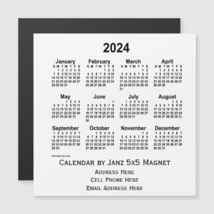 2024 White Business Calendar van Janz 5x5 Magnet