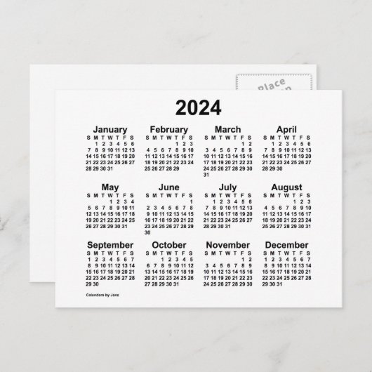2024 White Calendar van Janz Briefkaart (Voorkant / Achterkant)