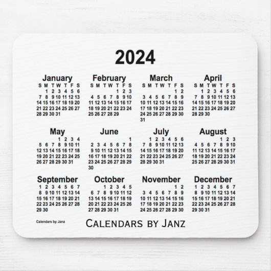2024 White Calendar van Janz Muismat (Voorkant)
