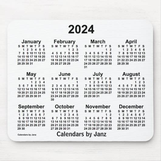 2024 White Calendar van Janz Muismat (Voorkant)