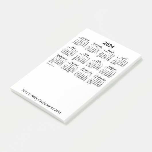 2024 White Calendar van Janz Post-it Notes (Schuin)