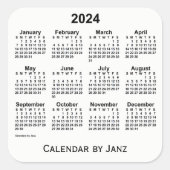 2024 White Calendar van Janz Square Sticker (Voorkant)