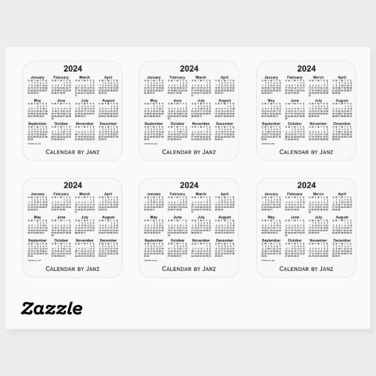 2024 White Calendar van Janz Square Sticker (Vel)
