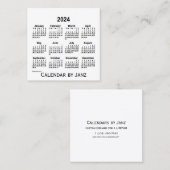 2024 White Calendar van Janz Square Visitekaartje (Voorkant / Achterkant)