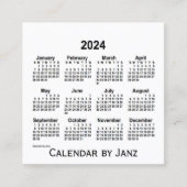 2024 White Calendar van Janz Square Visitekaartje (Voorkant)