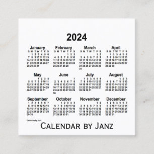 2024 White Calendar van Janz Square Visitekaartje