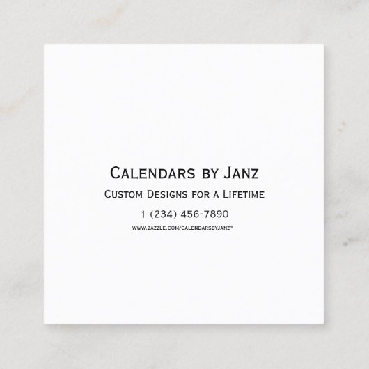 2024 White Calendar van Janz Square Visitekaartje (Achterkant)