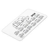 2024 White Elephant Calendar door Janz 4x6 Magnet Magneet (Linkerzijde)