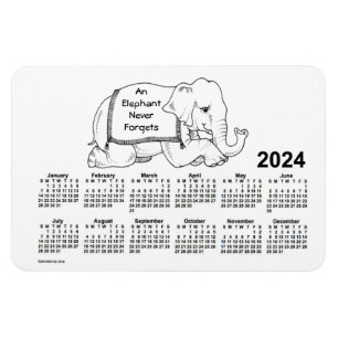 2024 White Elephant Calendar door Janz 4x6 Magnet Magneet
