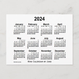2024 White Mini Calendar van Janz Briefkaart