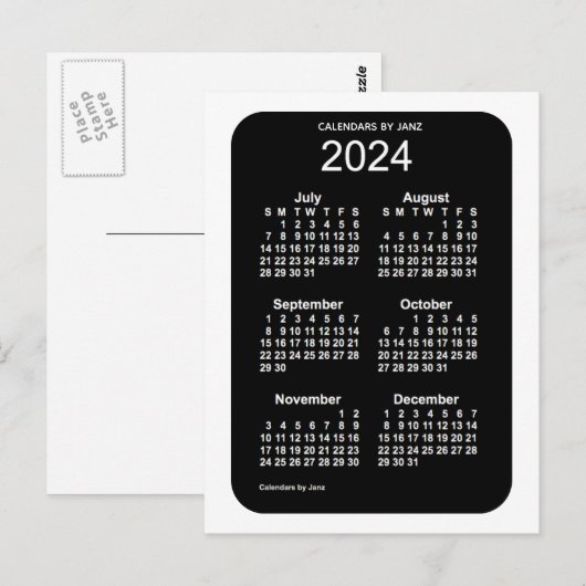2024 White Neon 6 maanden Mini Calendar van Janz Briefkaart (Voorkant / Achterkant)