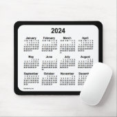 2024 White on Black Calendar van Janz Two Tone Muismat (Met muis)